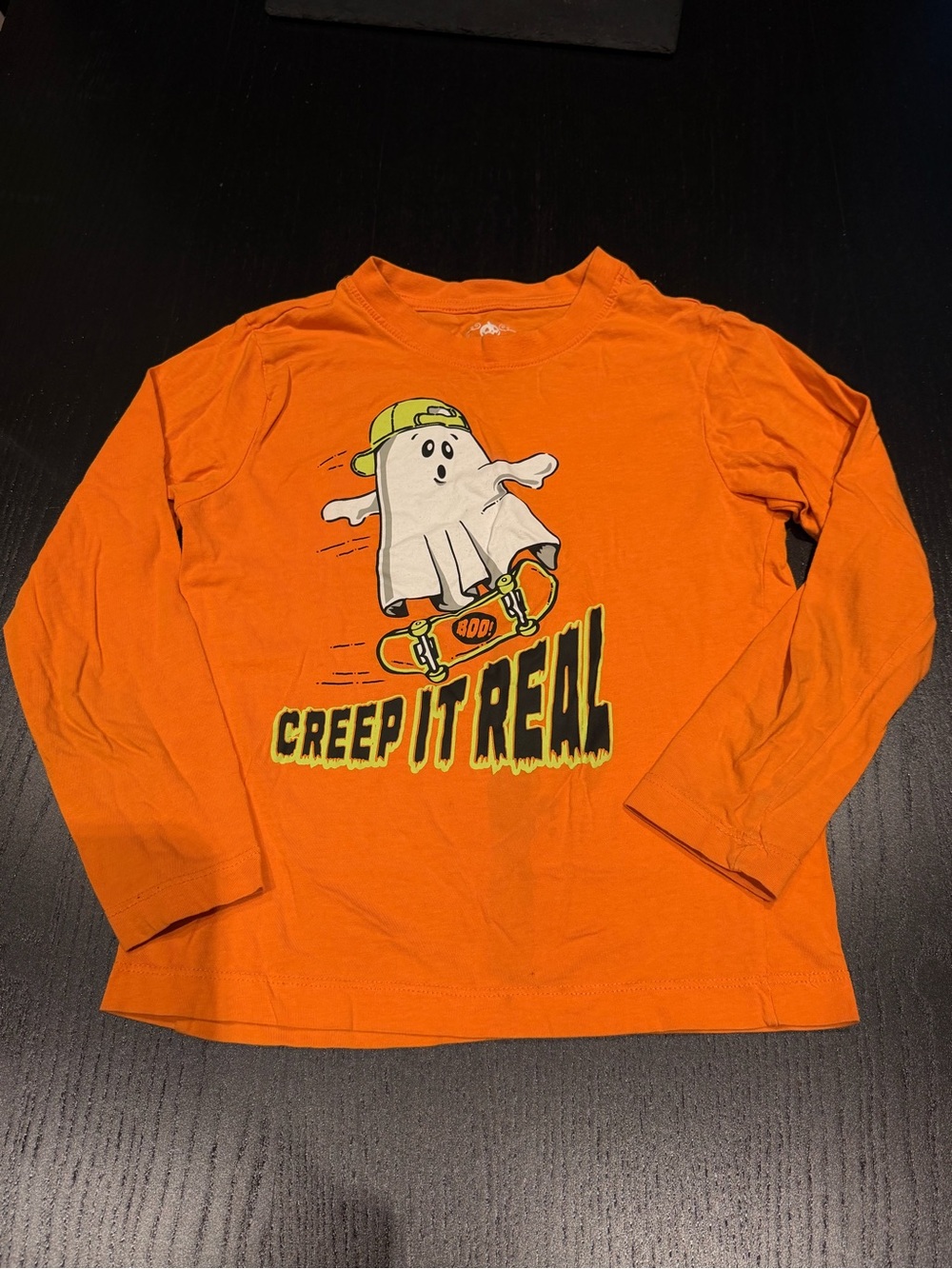 Kids Orange Long-Sleeve 'Creep It Real' Graphic Tee